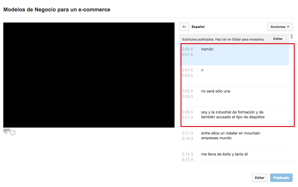Guía para optimizar tus vídeos de Youtube - subtitulos