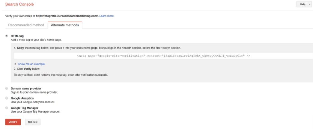 Google Search Console: para qué sirve, cómo usarlo y dar de alta tu web - Verificación con HTML