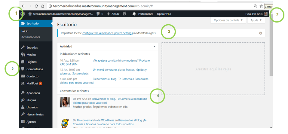¿Cómo crear un blog en Wordpress? - 2. Pantallazo escritorio