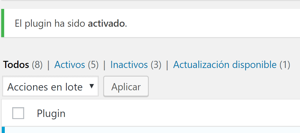 Cómo instalar, configurar e implementar AMP en Wordpress - plugin activados