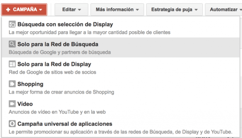 7 errores que te hacen perder mucho dinero en la red de Display de Adwords - No activar búsqueda con selección de Display 4