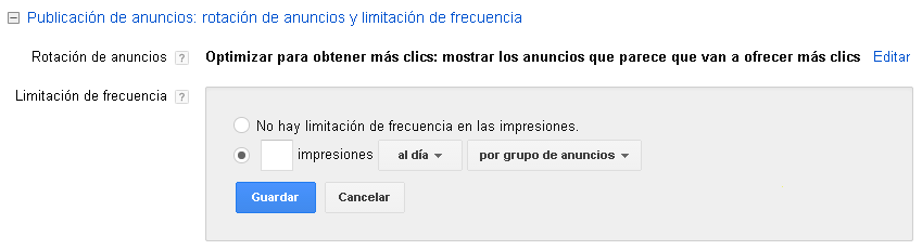 7 errores que te hacen perder mucho dinero en la red de Display de Adwords - limitar frecuencia