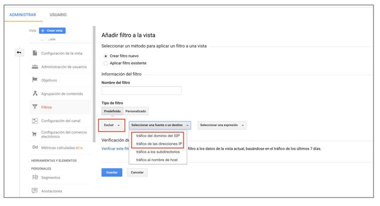 Cómo filtrar bots y spiders a través de google analytics - filtro patrones personalizados