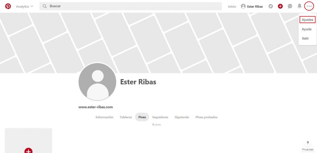 Qué es y qué beneficios puede aportar Pinterest a las empresas - Editar perfil Pinterest entrar ajustes 1024x493