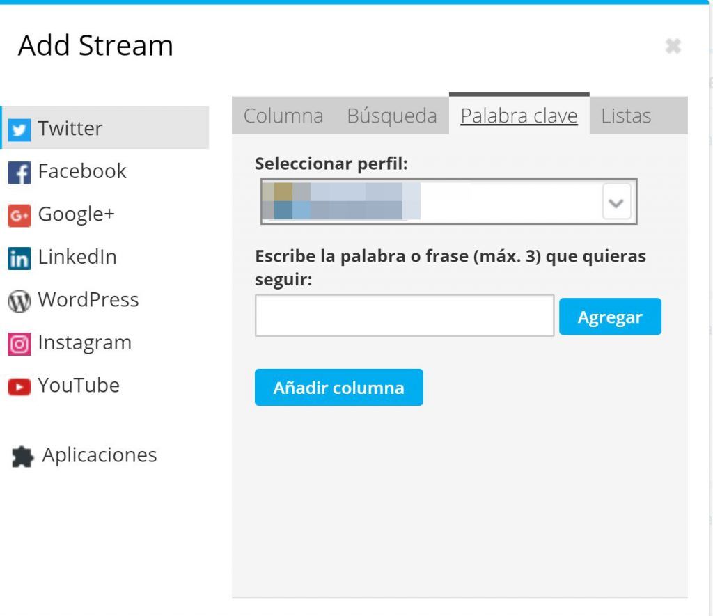 Los mejores trucos para aprovechar Hootsuite al máximo - añadir columna 1024x885