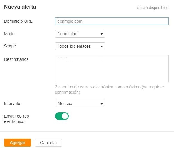 Cómo prevenir o protegernos del SEO negativo con Ahrefs - ahrefs crear arlertas