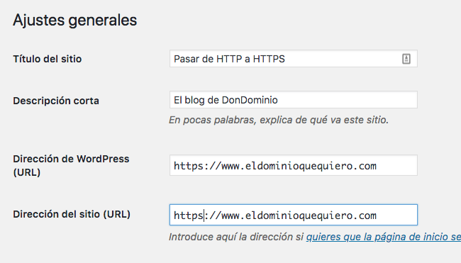 Cómo cambiar WordPress a HTTPS - IMG Ajustes