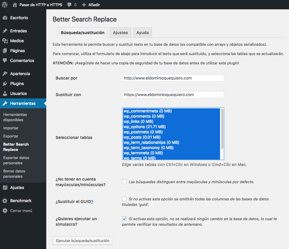 Cómo cambiar WordPress a HTTPS - IMG BetterSearchReplace