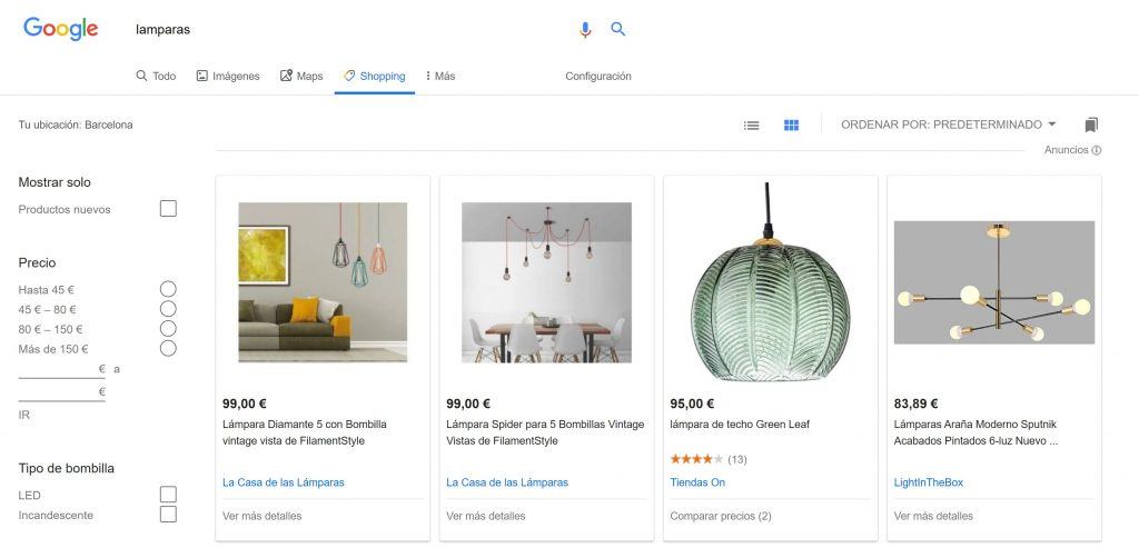Las mejores estrategias para vender online en Google Shopping - lamparas shoping 1024x493