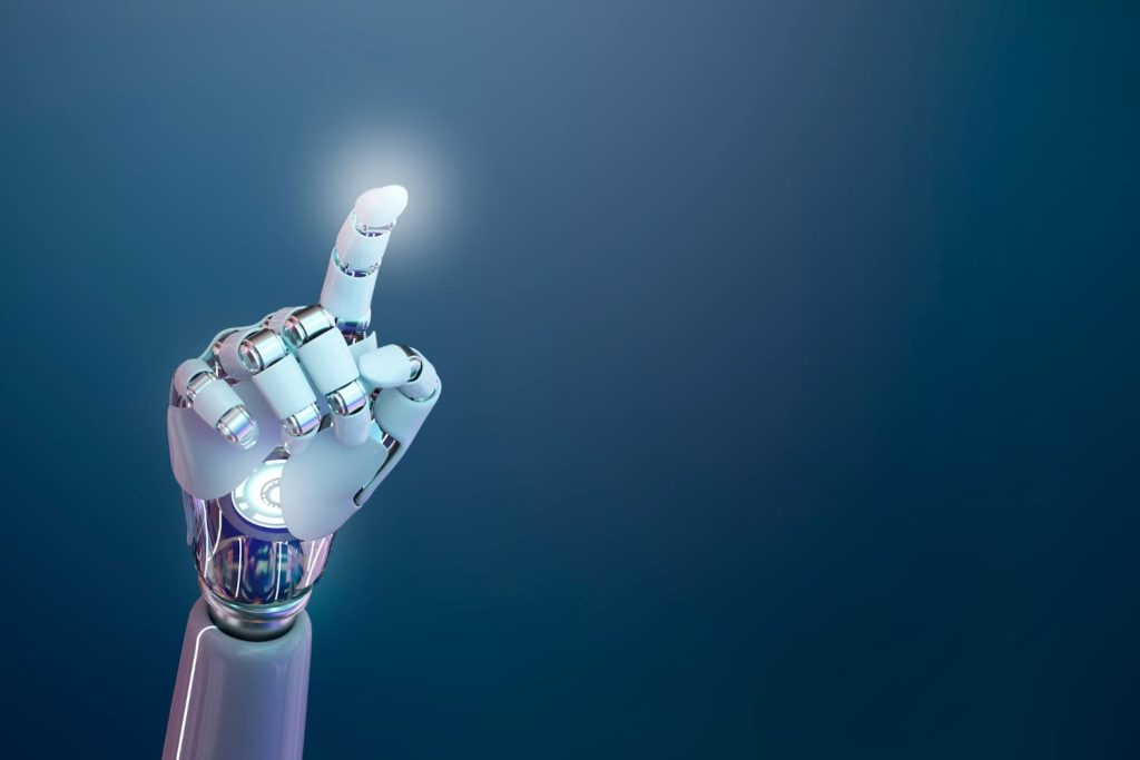 Modelos de negocio que dominarán en 2024 - fondo 3d mano cyborg tecnologia inteligencia artificial 1 1024x683