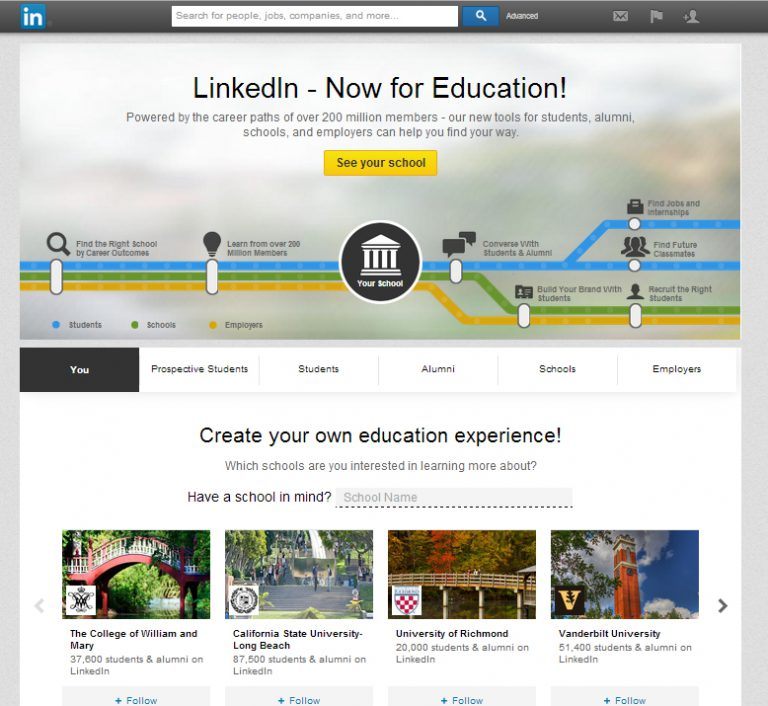 LinkedIn lanza las “University Pages” para ayudar en la elección de la Universidad