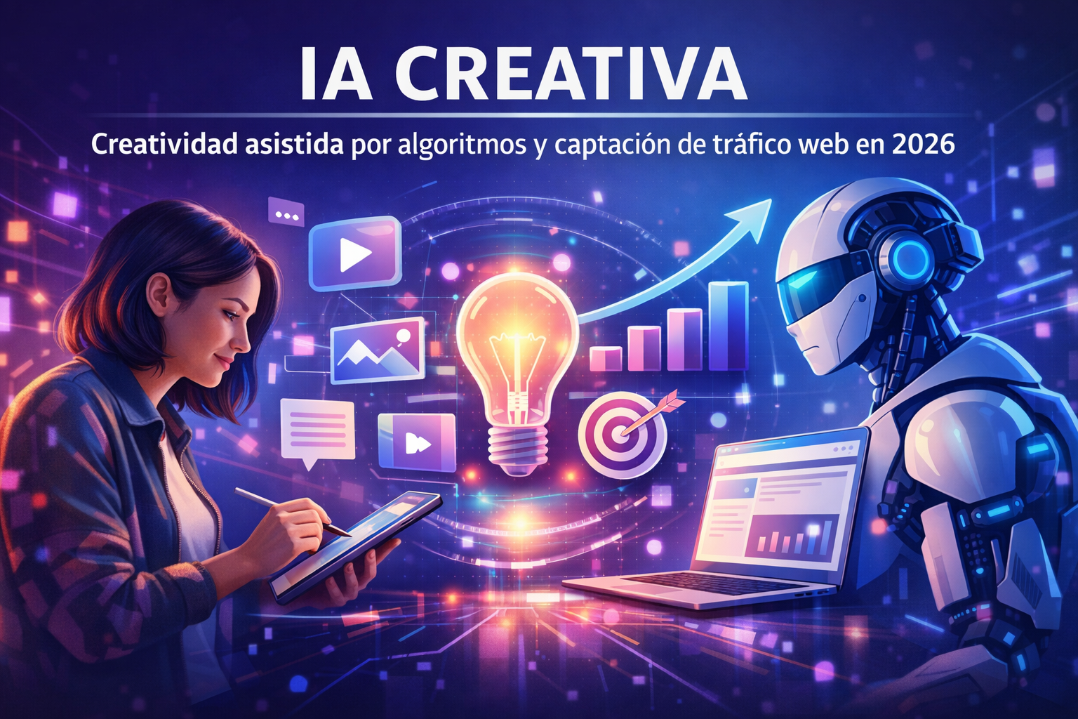 IA creativa: qué es la creatividad asistida por algoritmos y cómo te ayuda a captar tráfico web en 2026