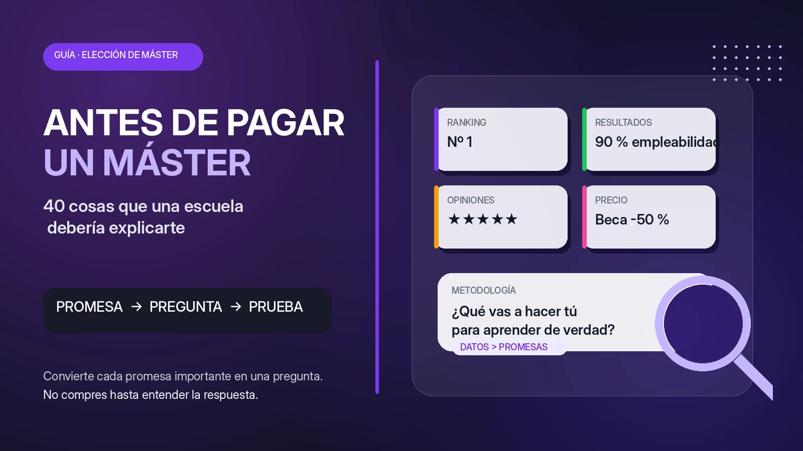 Antes de pagar un máster: 40 cosas que una escuela debería explicarte