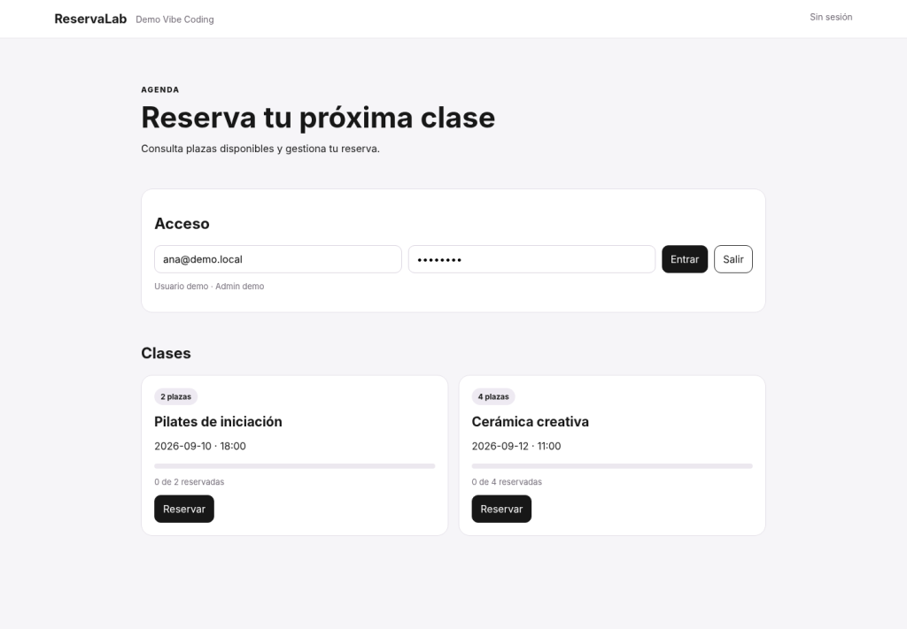 Vibe Coding: qué es y cómo crear una aplicación con IA paso a paso Vibe Coding: qué es y cómo crear una aplicación con IA paso a paso - 01 demo 1024x711